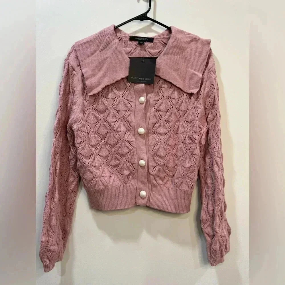 Marc New York Pink Cardigan Sweater Pearl Buttons XS & M